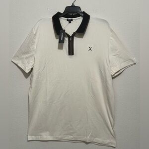 NWT Express Cream Polo Shirt with Black Accents